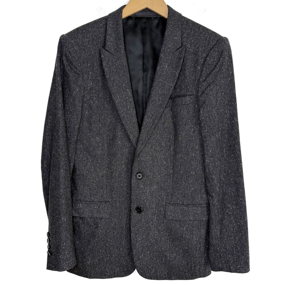 $790‎ Sandro Men's Size 36 (46 FR/EU) Grey Speckled Wool Blend Tweed Blazer